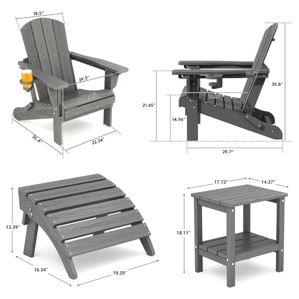 Adirondack Chairs Set Dimension