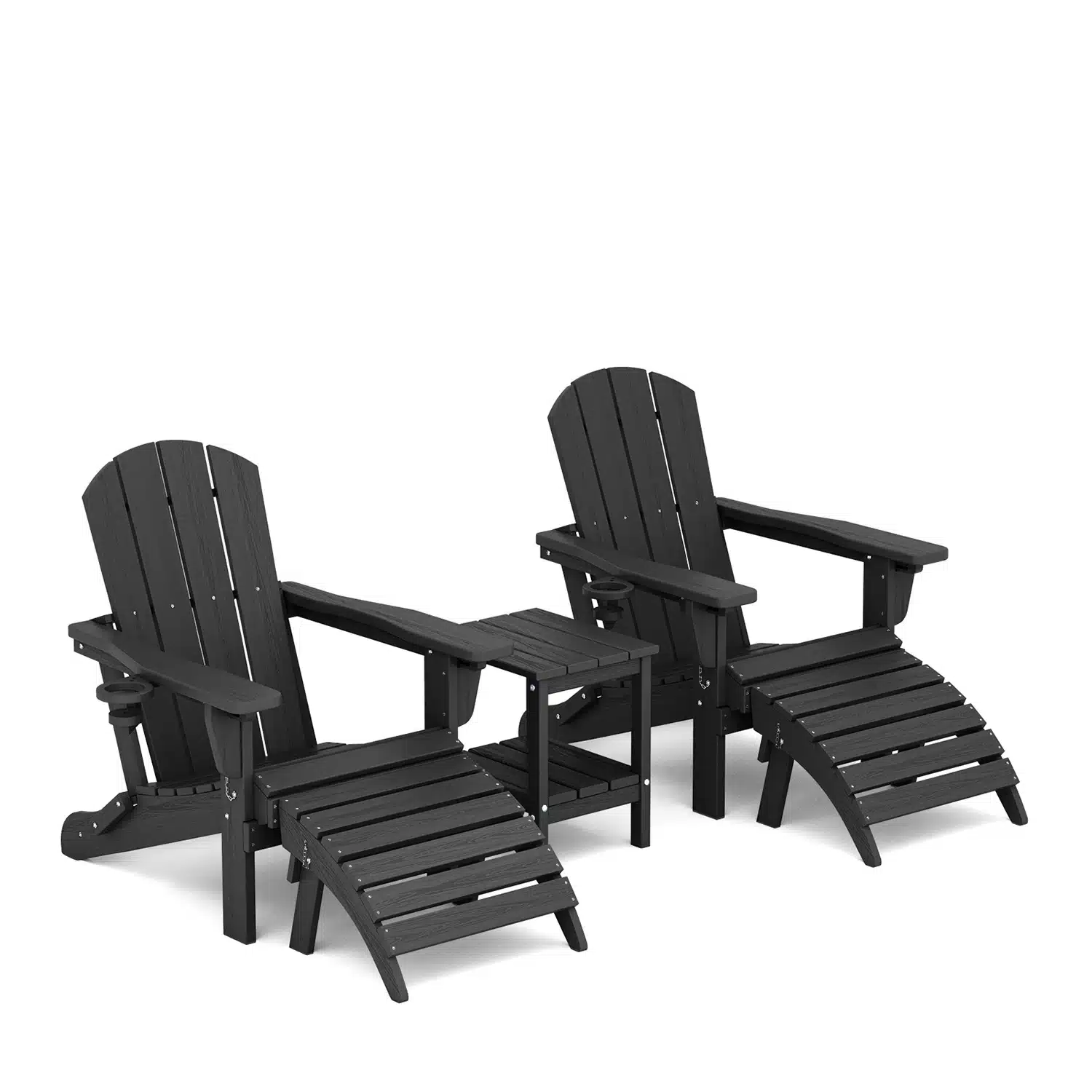 5-Piece Reclining Adirondack Chair Set in Black