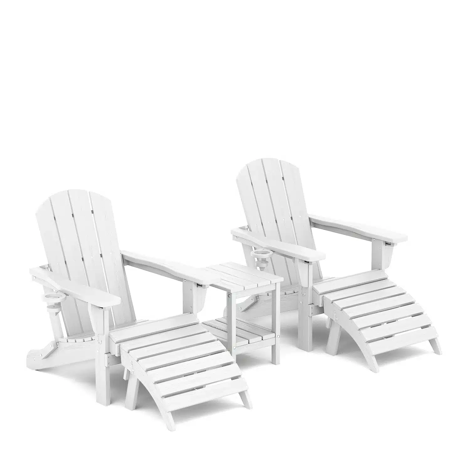 5-piece reclining adirondack chair set in white 5-Piece Reclining Adirondack Chair Set in White