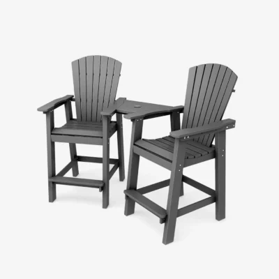Bar height Adirondack Chair Gray1 1