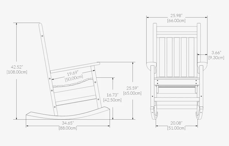 Casual Porch Rocking Chair Dimensions1