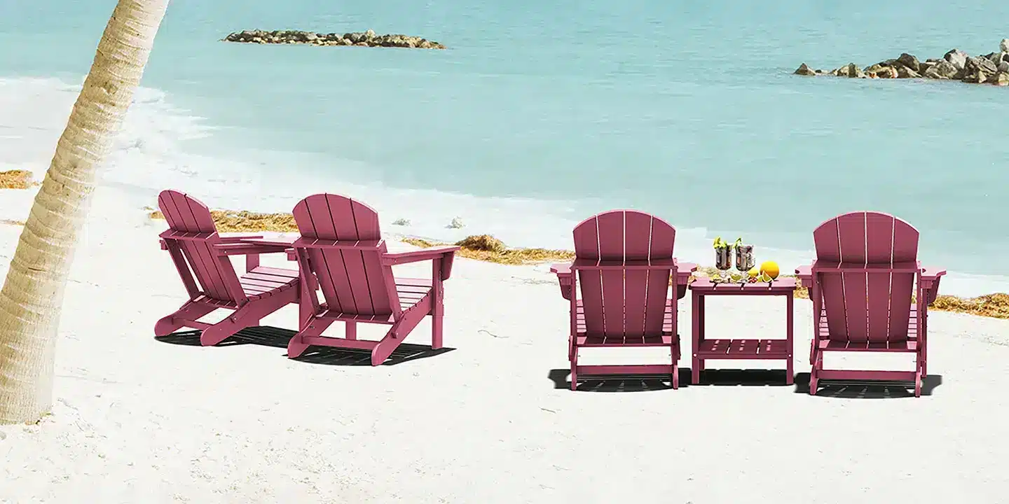 Serwall Classic Adirondack Folding Chairs Set on the Beach