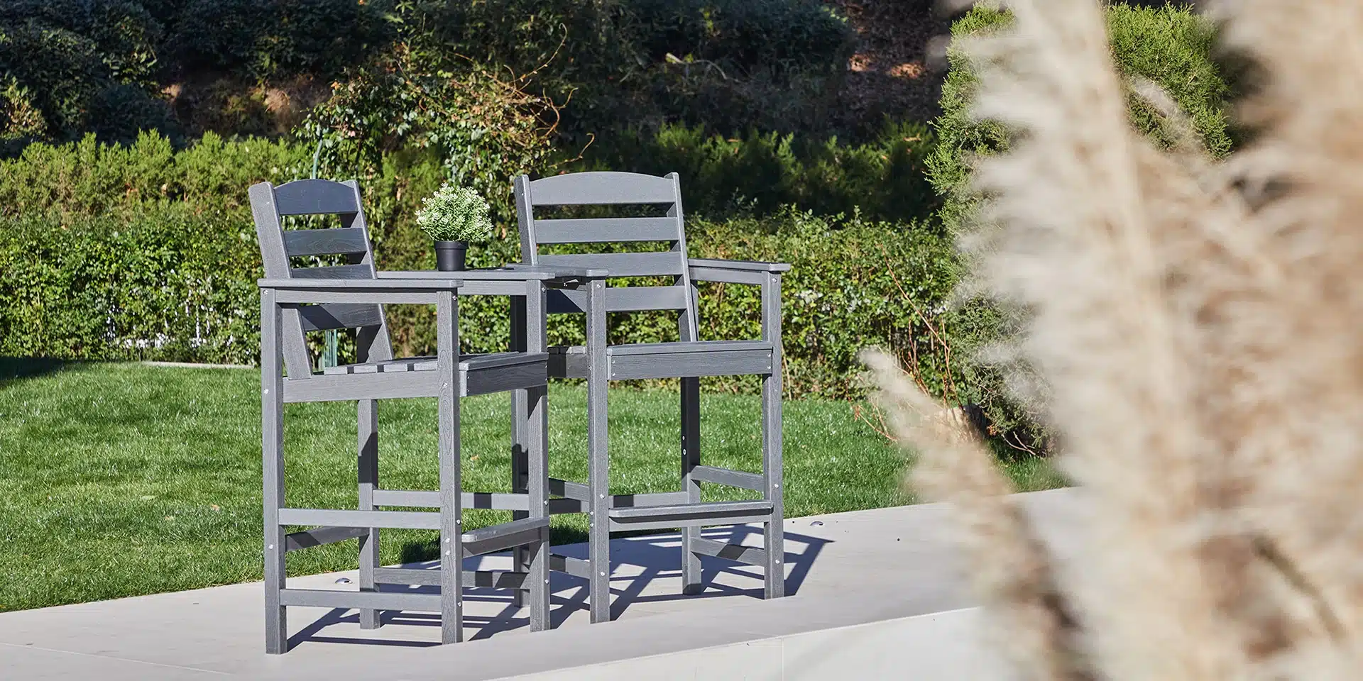 Low Back Tete-a-Tete Bar Arm Chair Set at Patio