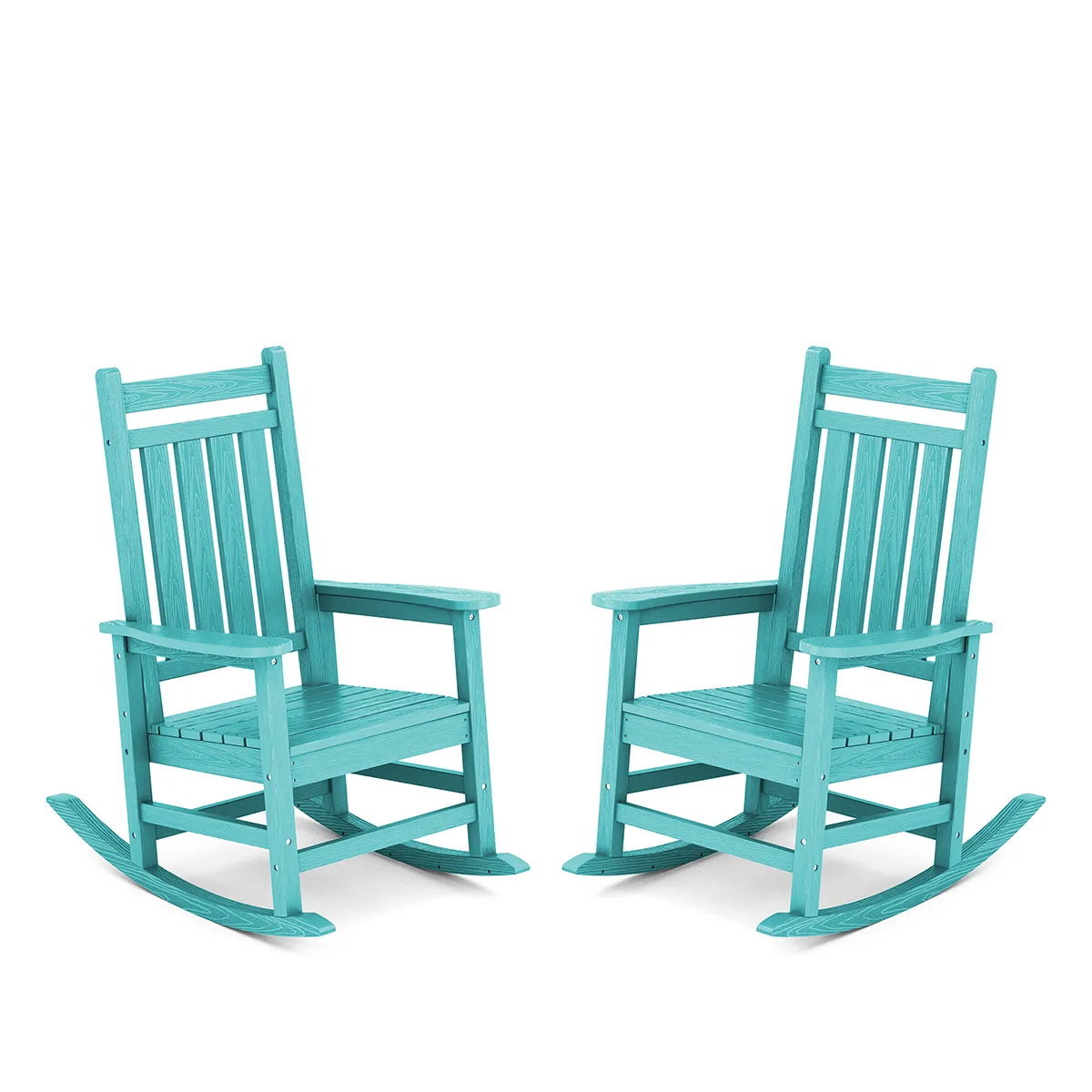SERWALL Outdoor HDPE Poly Porch Rocking Chairs Set of 2, All-weather Resistant Rocker - Apple Green, Aqua Blue, Black, Brown, Burgundy, Coffee, Dark Gray, Dark Gray + White, Dark Green, Dark Orange, Light Blue, Navy, Red, White, Yellow