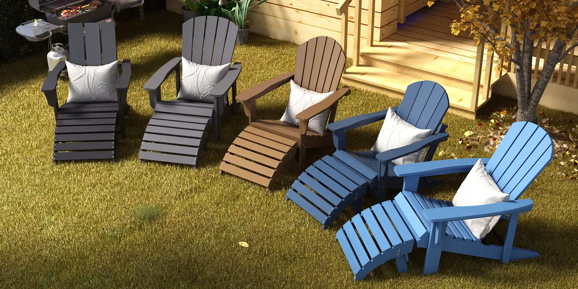 Multi-colored Outdoor Folding Ottoman