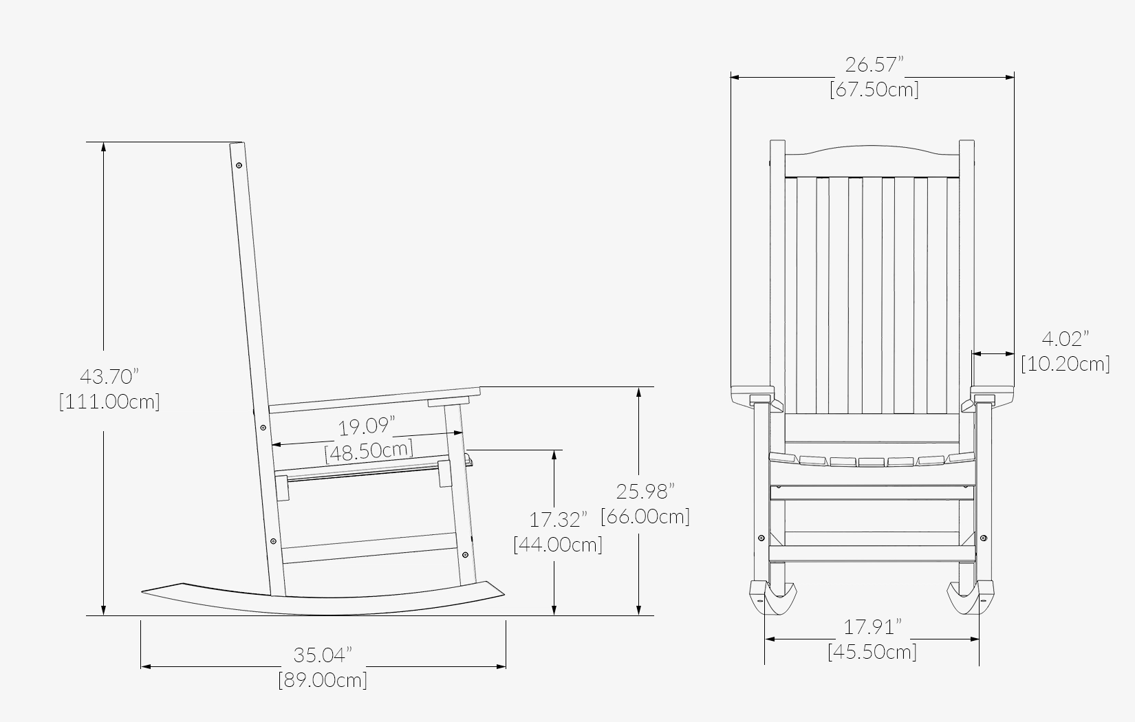 Traditional Porch Rocking Chair Dimensions1