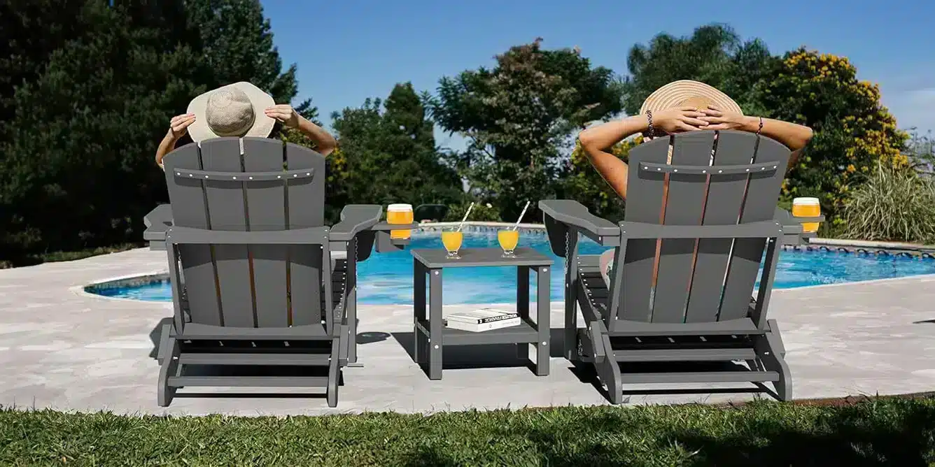 Adirondack Chairs with Cup Holder by the Pool