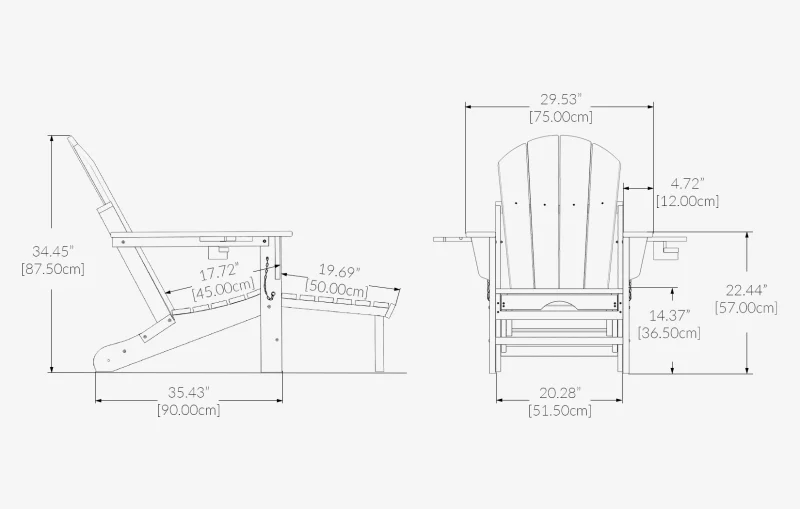 Versatile Folding Adirondack Rocking Chair Dimensions2