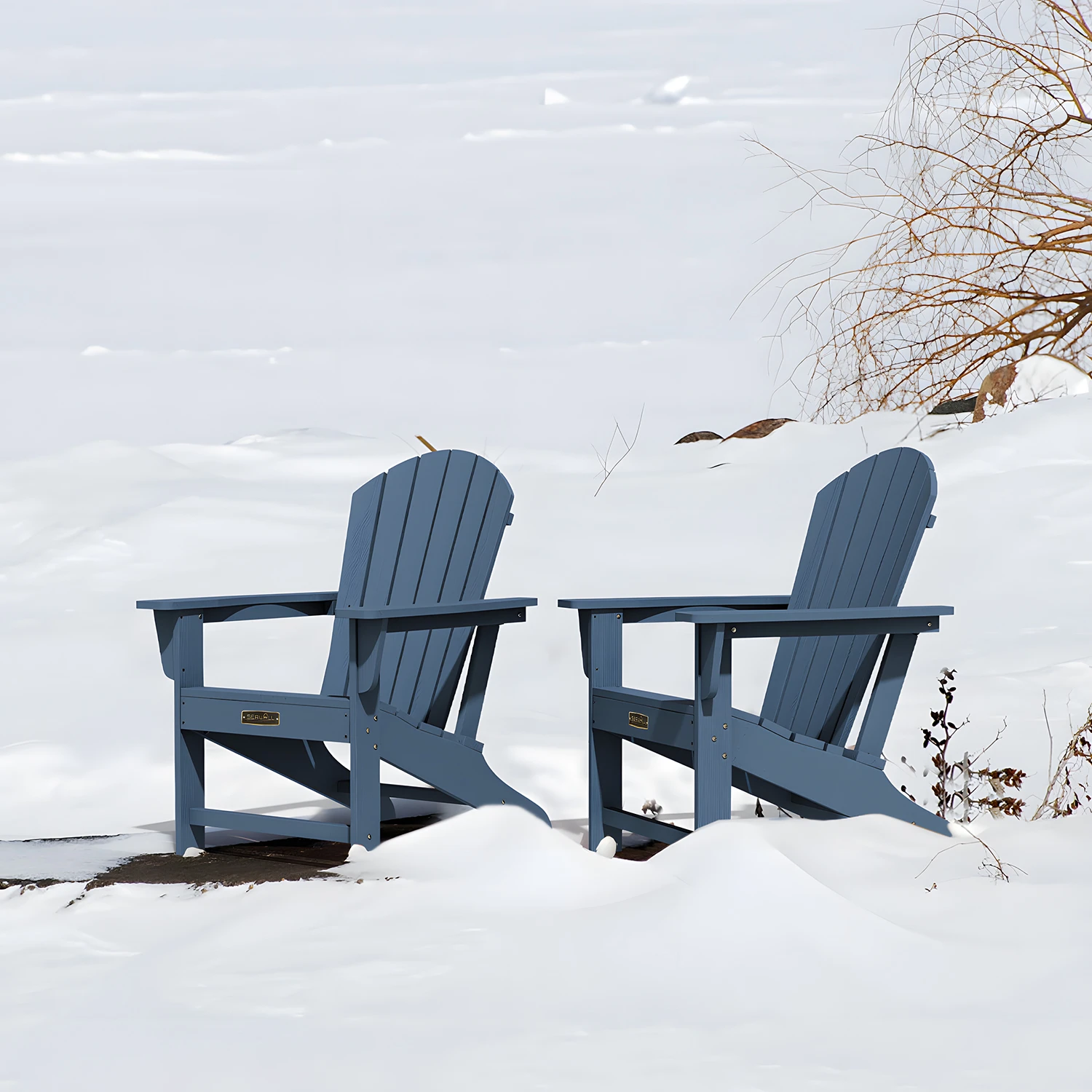 Traditional Adirondack Chair Set of 2 in Navy