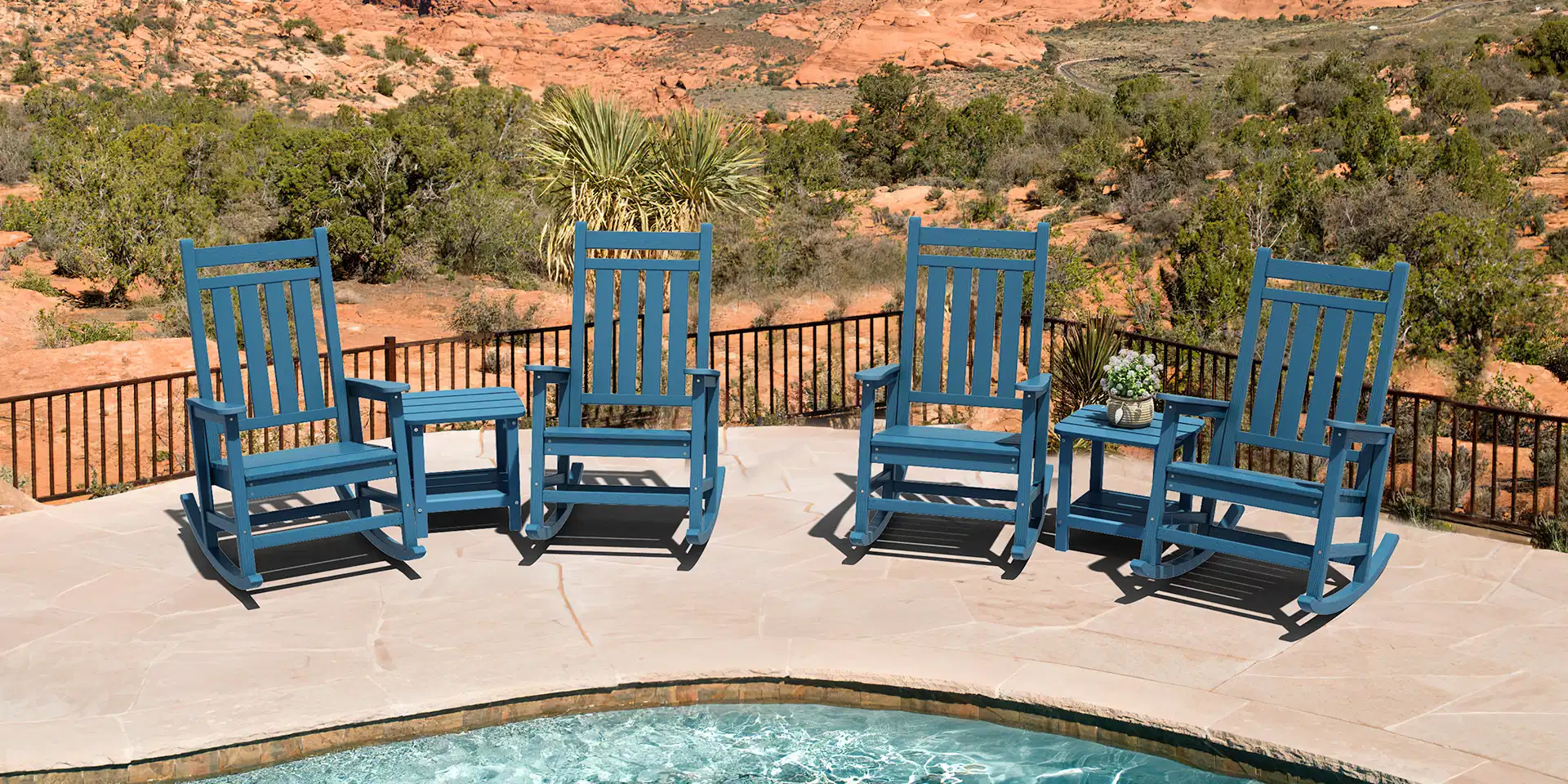 Comfortable Front Porch Rockers by the Pool