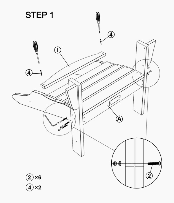 modern adirondack chairs assembly step1