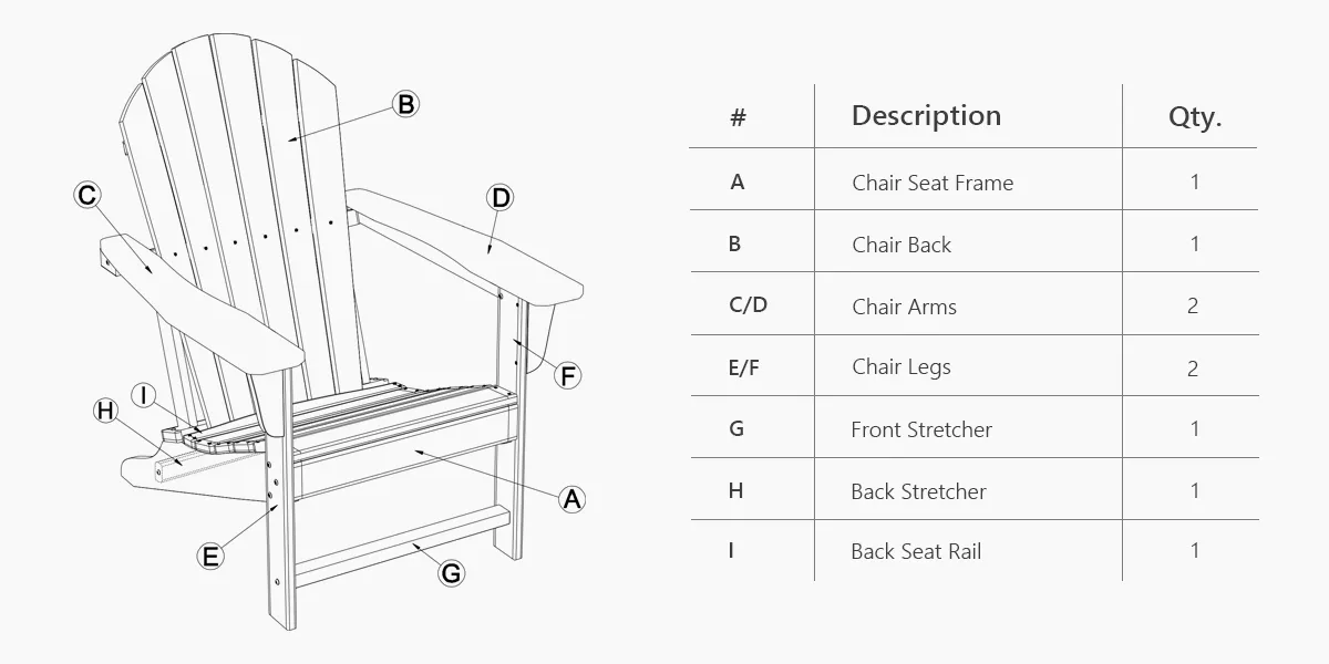 parts of traditional adirondack chairs