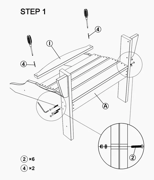 traditional adirondack chairs assembly step1