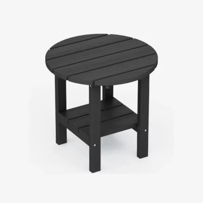 Outdoor Round Two Tier Side Table Black