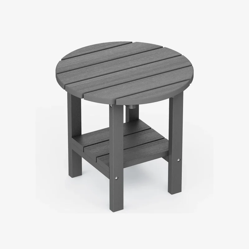 Outdoor Round Two Tier Side Table Grey