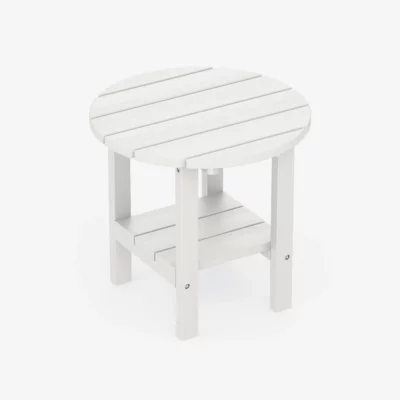 Outdoor Round Two Tier Side Table White