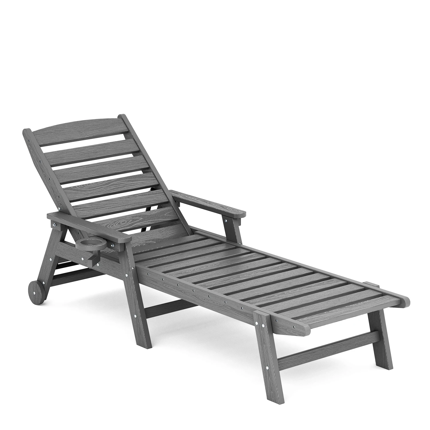COASTLINE Chaise with Arms & Wheels in Dark Gray