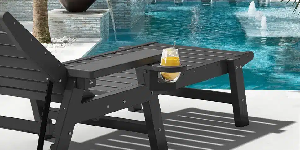 outdoor reclining chaise lounge chairs with Cup-holder by the pool
