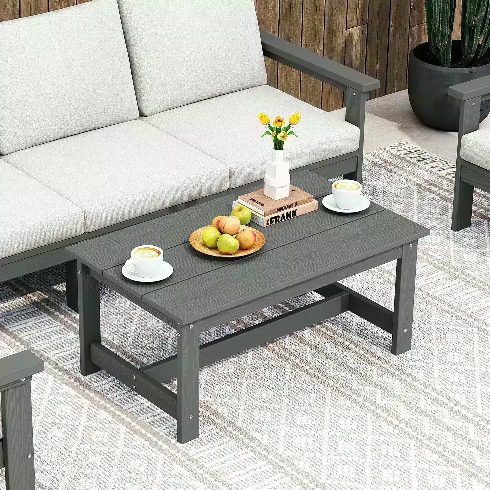 HDPE Poly Coffee Table with Fruit on the Carpet