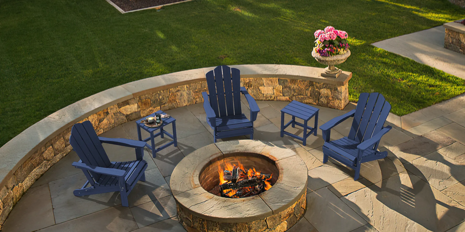 Adirondack chair at fire pit