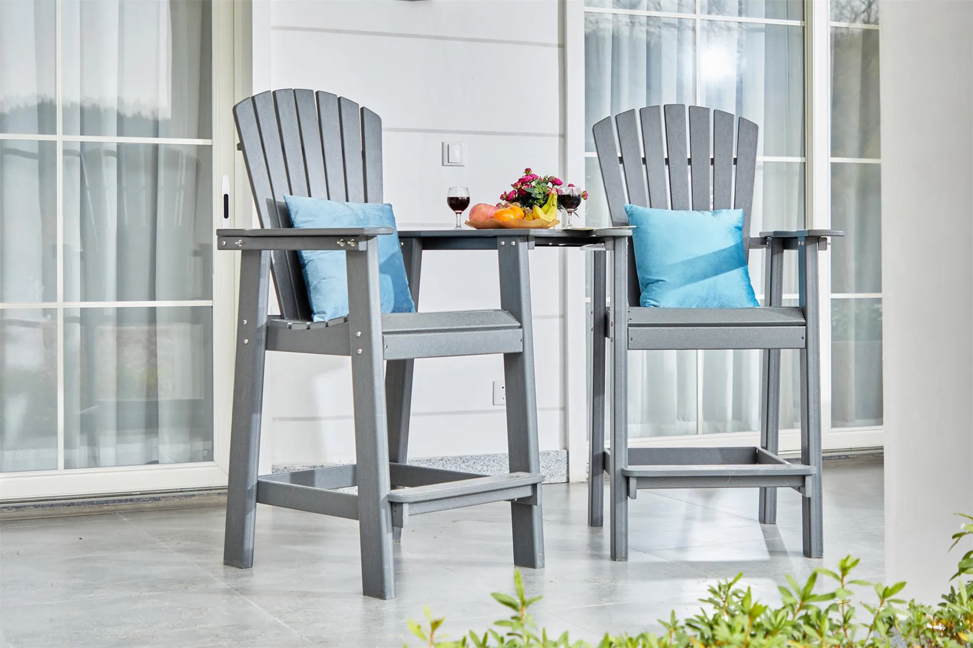 Bar Height Adirondack Chairs with Connecting Table