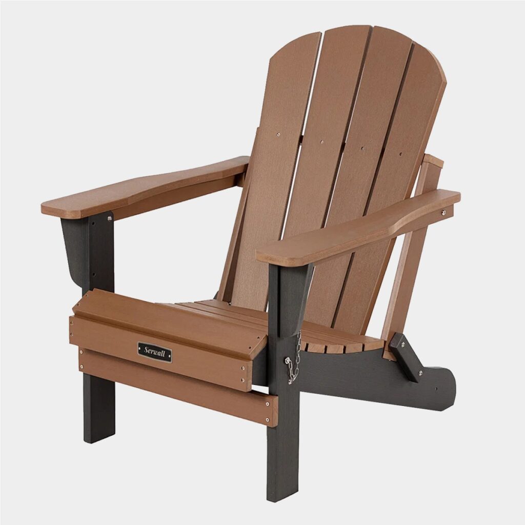 Classic Folding Adirondack Chair-Teak&Dark Grey