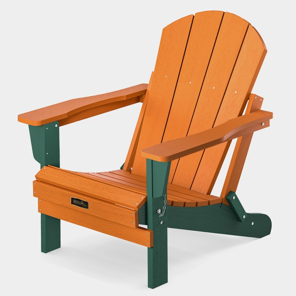 Classic Folding Adirondack Chair-Terracotta&Dark Green Front