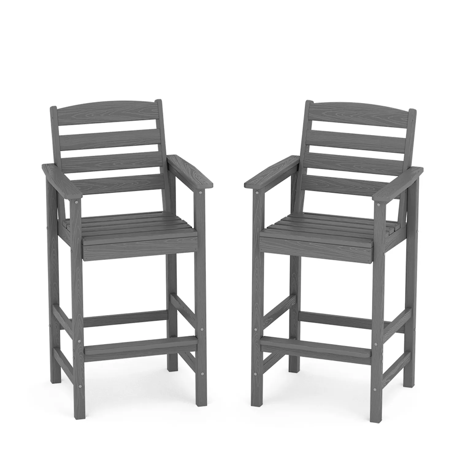 Serwall Dark Gray Bar Height Outdoor Chairs Set of 2