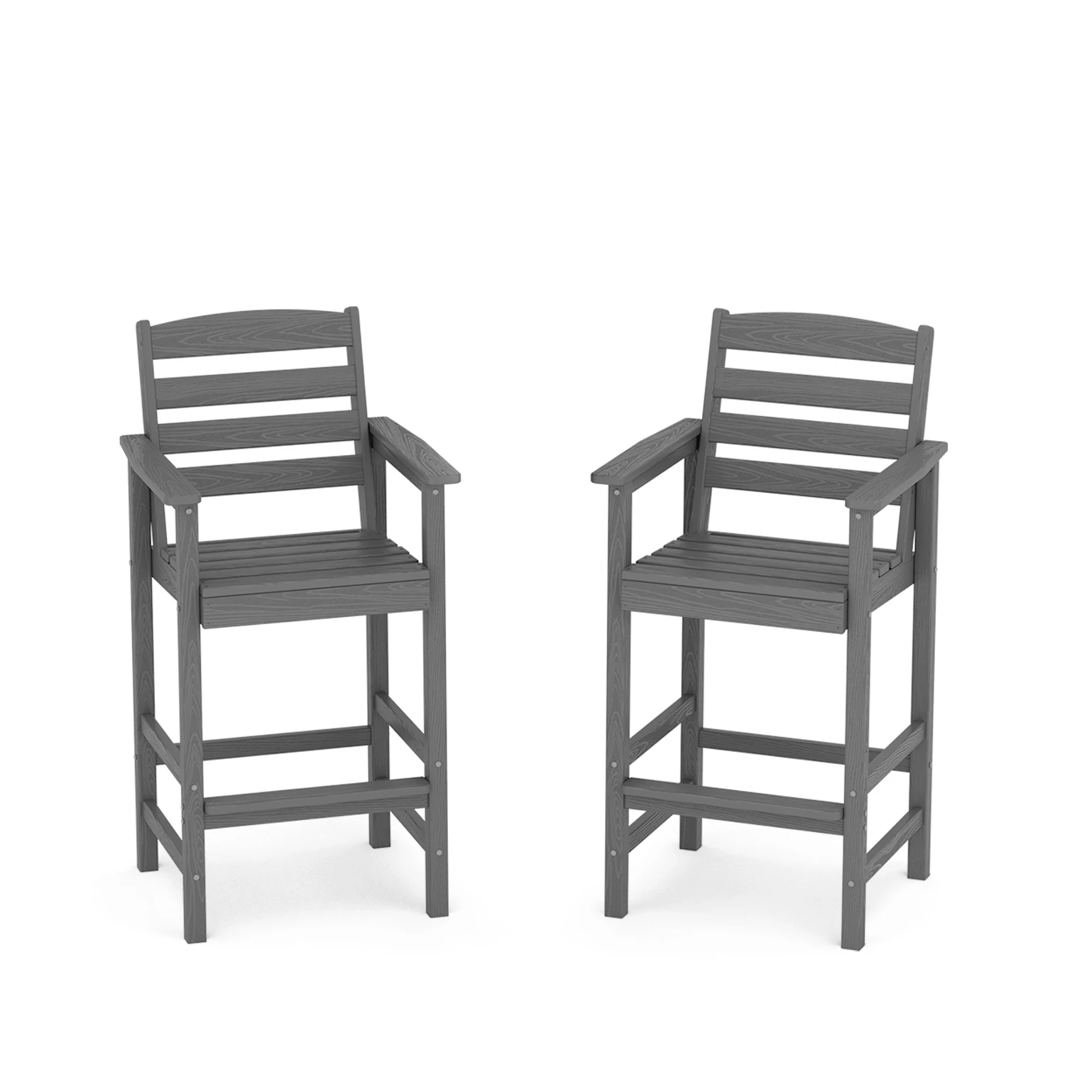 GRANGE 2-Piece Bar Height Arm Chair Set in Dark Gray
