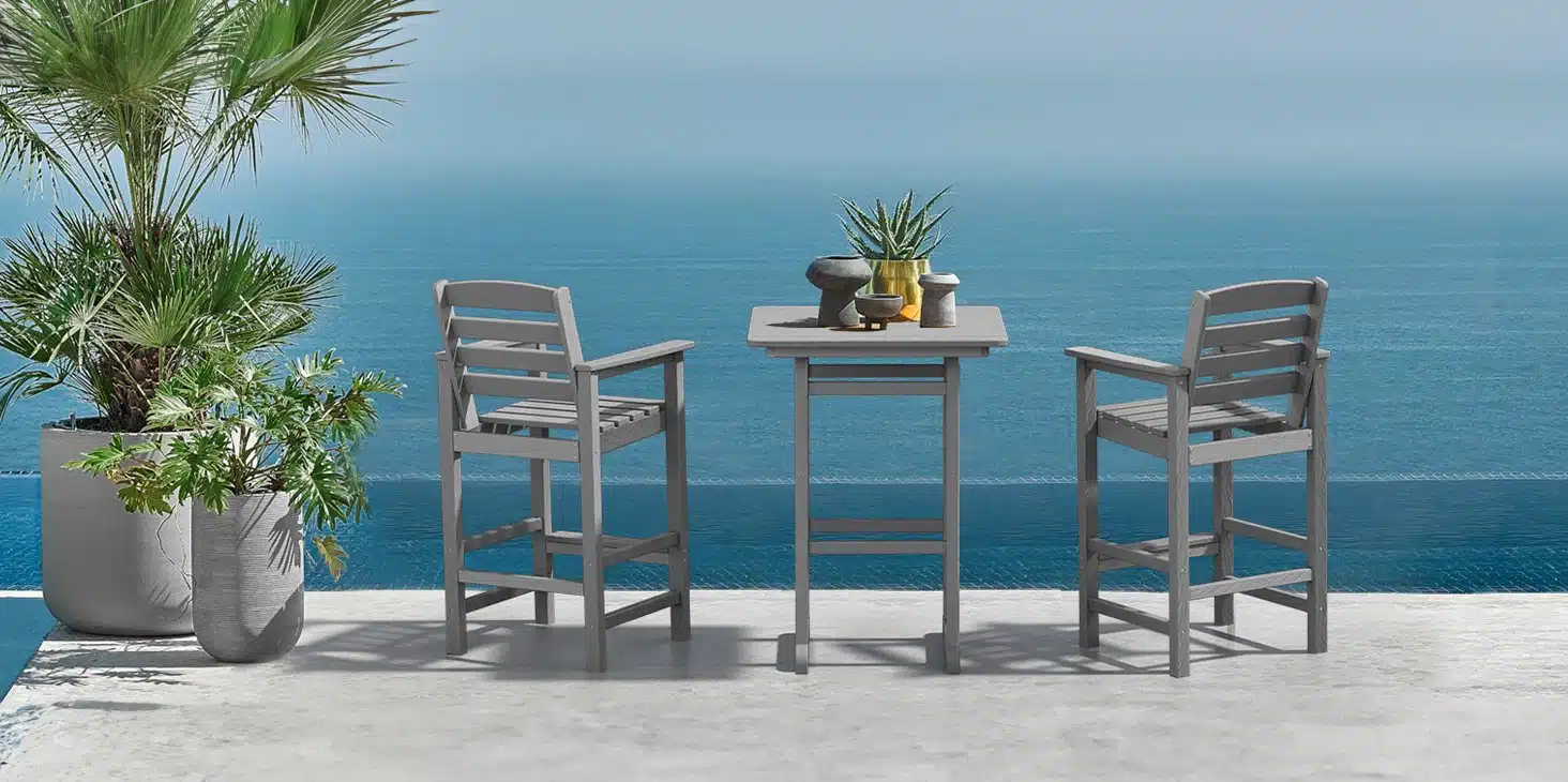Tall Bistro Table and Chairs by the Sea