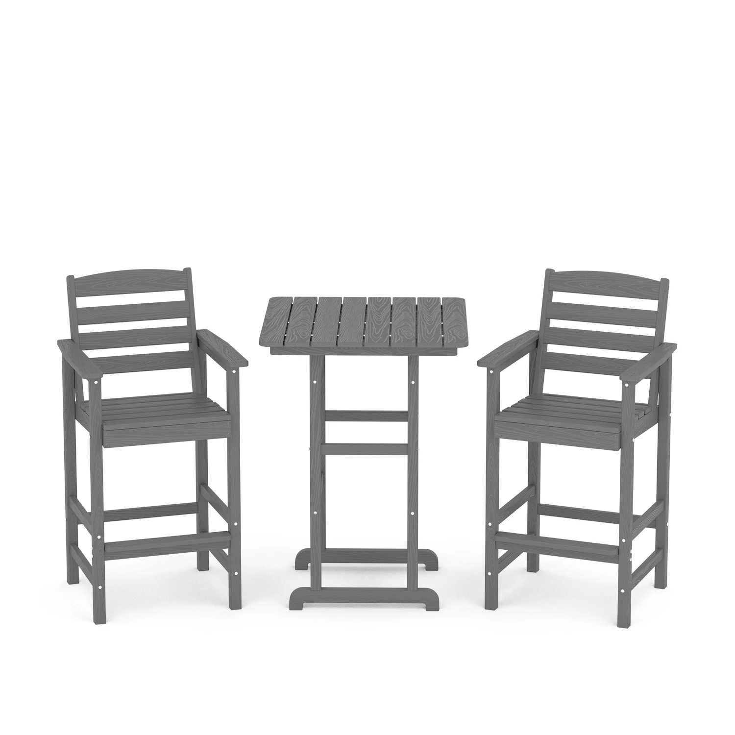 GRANGE 3-Piece Square Bar Arm Chair Set in Dark Gray