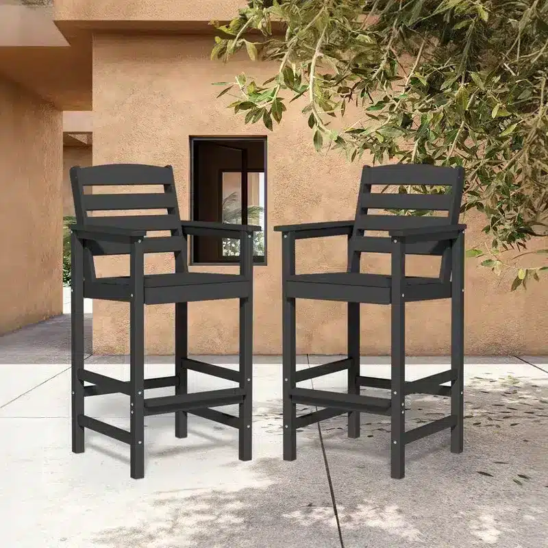 Black counter height arm chair on the Garden