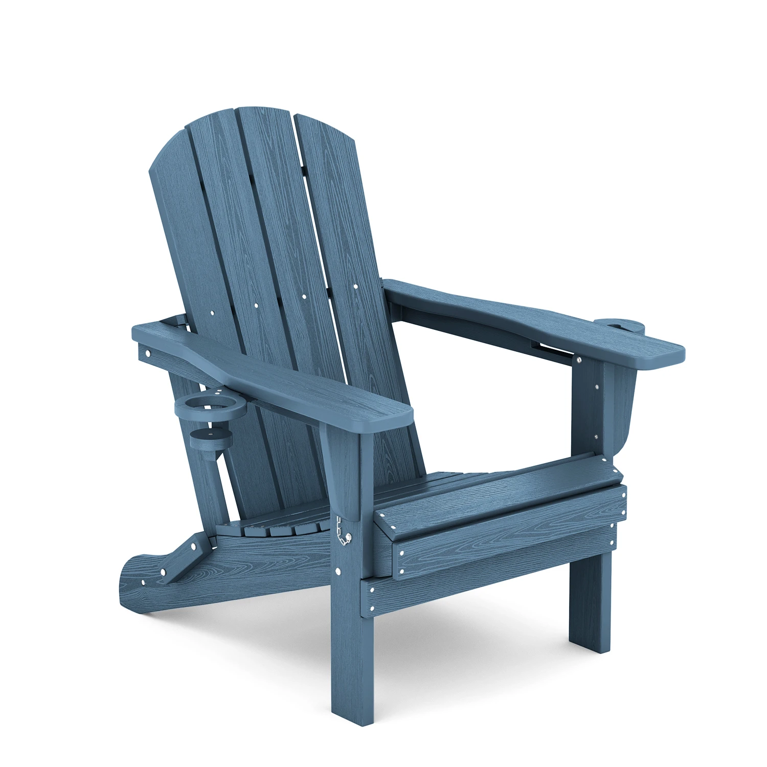 All-weather HDPE Poly Classic Folding Adirondack Chair with Cup Holders