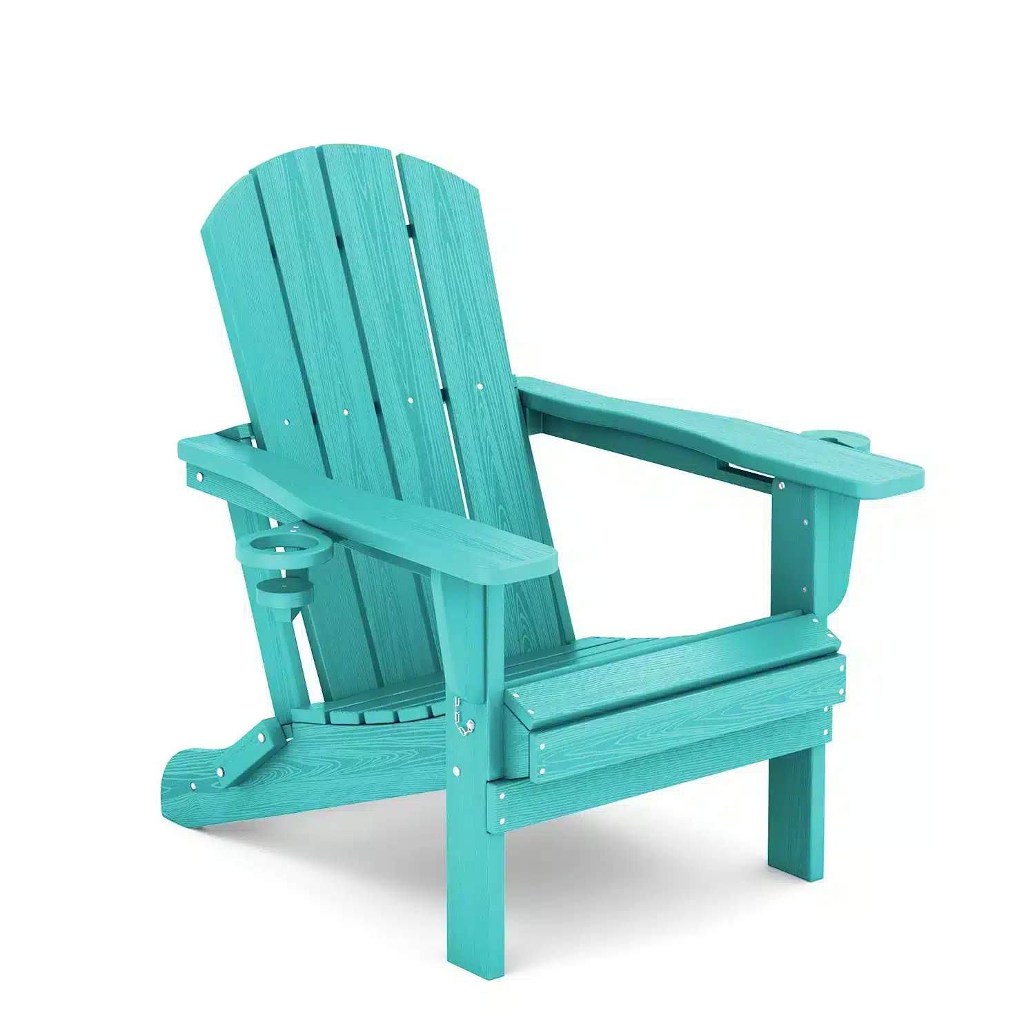 Classic Folding Adirondack Chair with Two Cup Holders in Turquoise