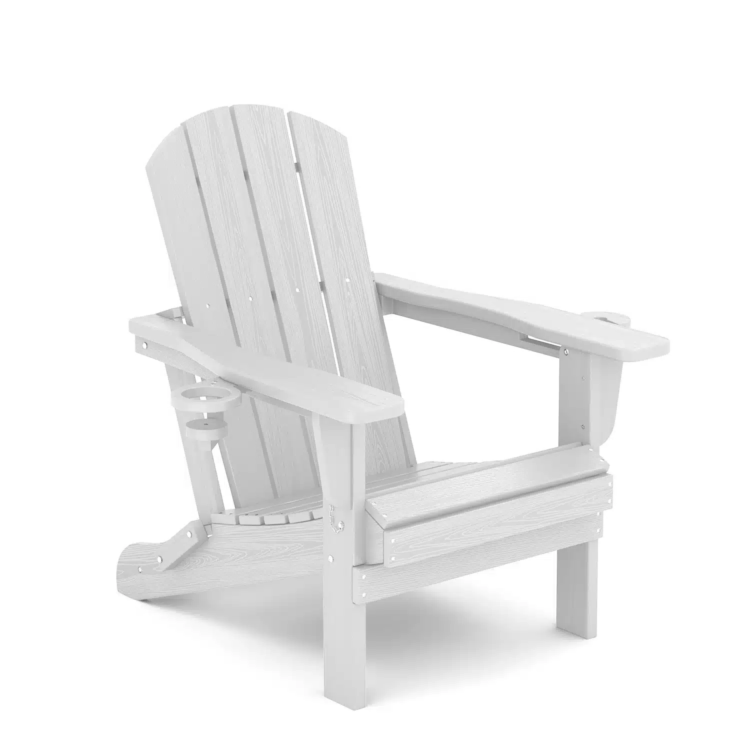 classic folding adirondack chair with two cup holders in white Classic Folding Adirondack Chair with Two Cup Holders in White