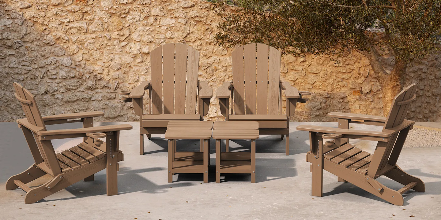 Folding Adirondack Chair with 2 Cup Holder -lifestyle1
