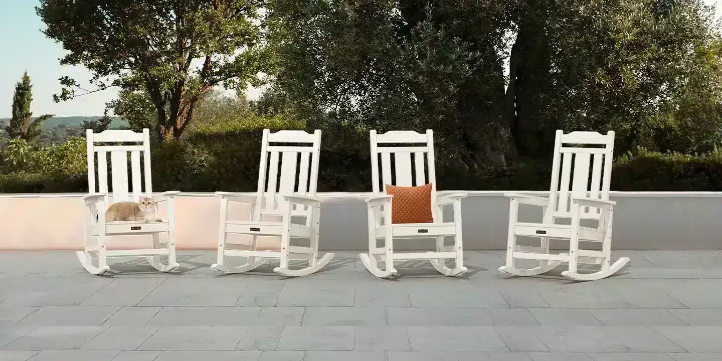 Composite Rocker with High Back on the Porch