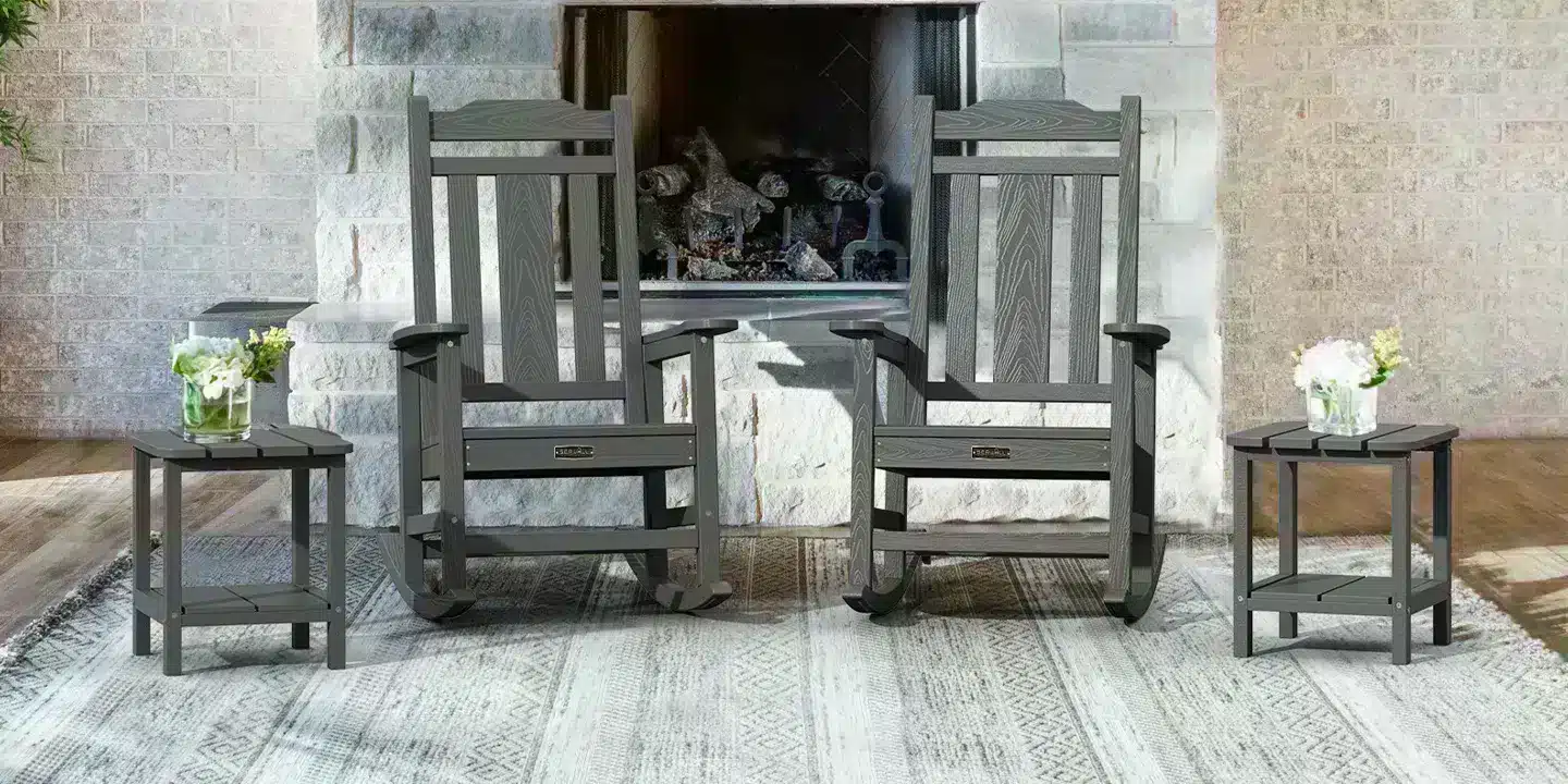 Dark Gray Composite Rocking Chairs Set of 2