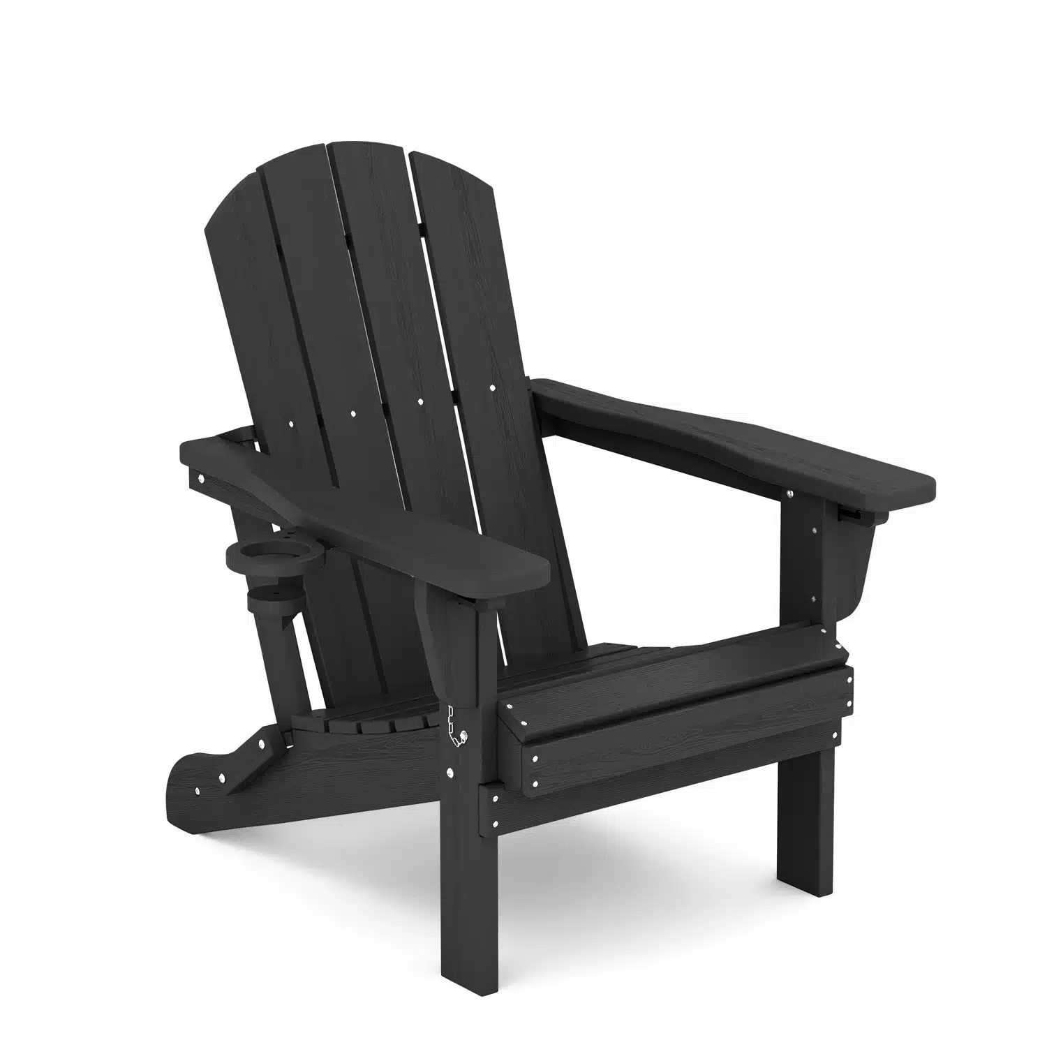 Classic Folding Adirondack Chair with Reclining Back in Black
