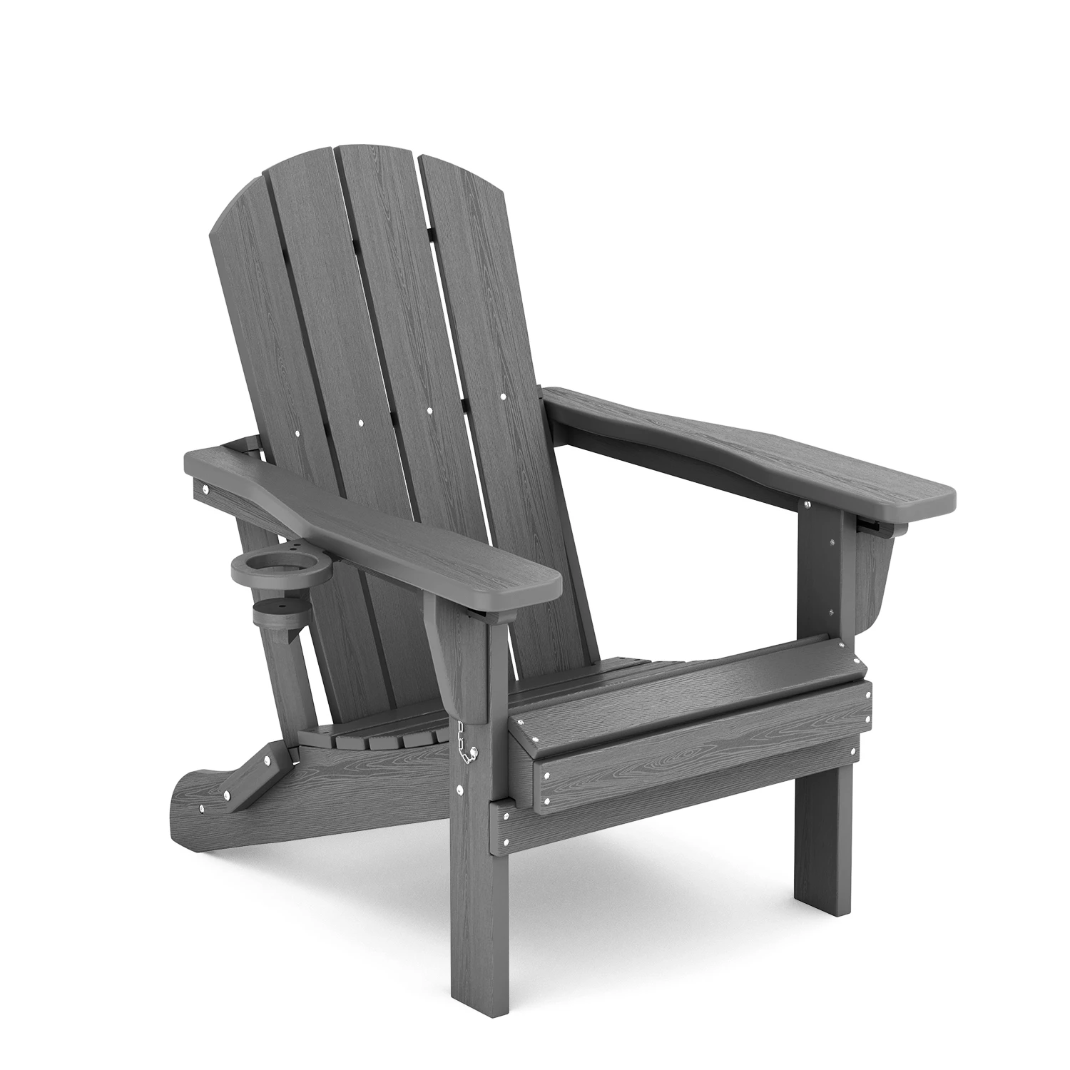 Classic Folding Adirondack Chair with Reclining Back in Dark Gray