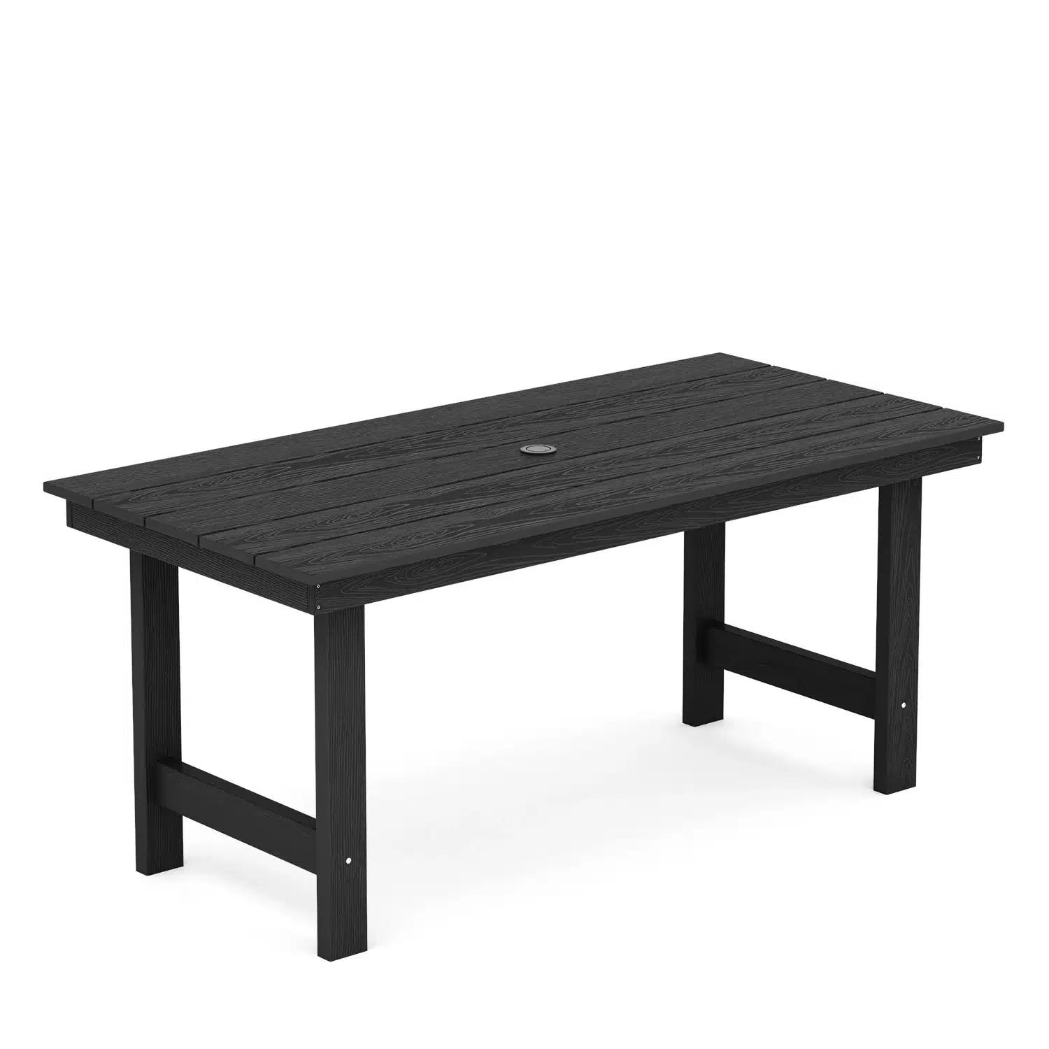 SERWALL All-weather HDPE Poly 32′′ x 67′′ Outdoor Dining Table with Umbrella Hole - Aqua Blue, Black, Brown, Burgundy, Coffee, Dark Gray, Navy, White