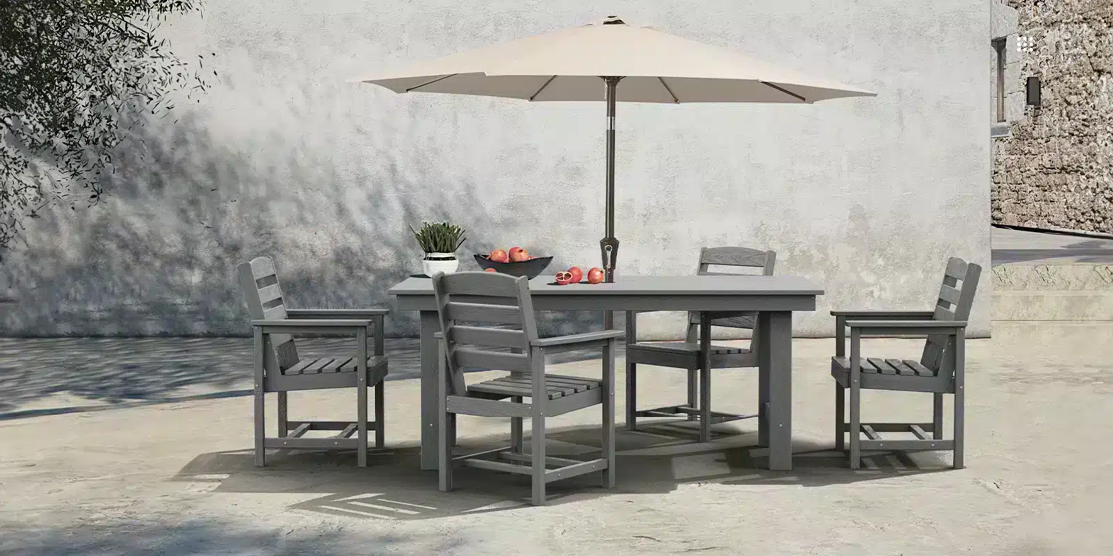 GRANGE 7-piece outdoor dining set with umbrella hole