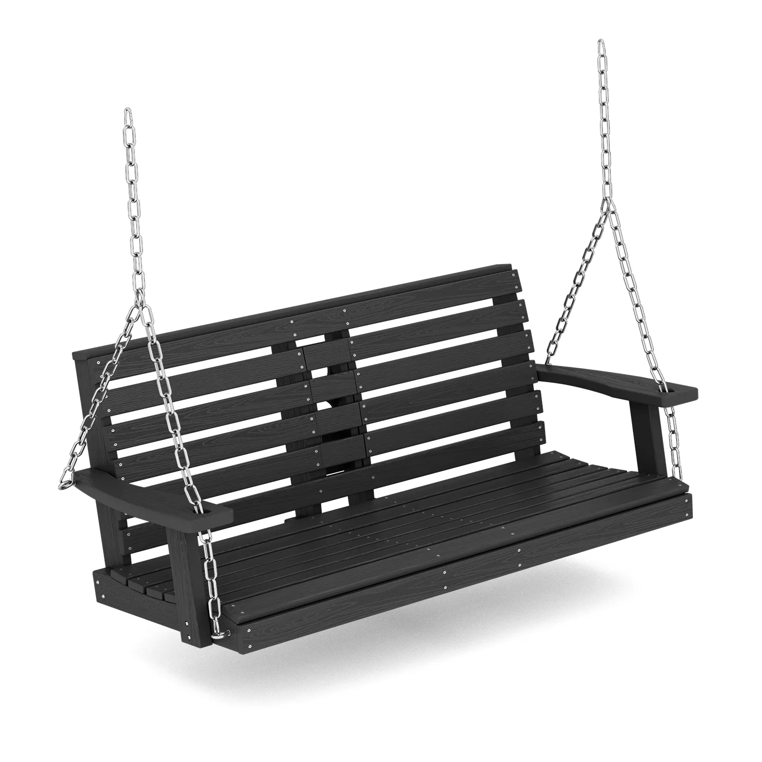 HDPE Poly All-weather 54" Loveseat Porch Swing with Cup Holder, Chain Included
