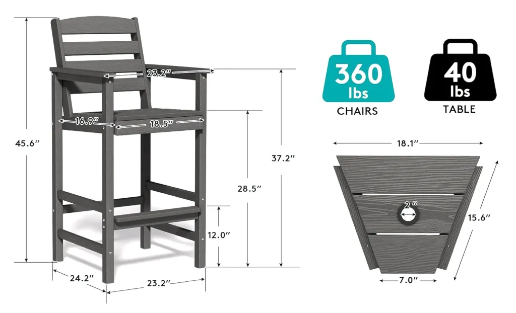 Counter Height Arm Chair Dimension