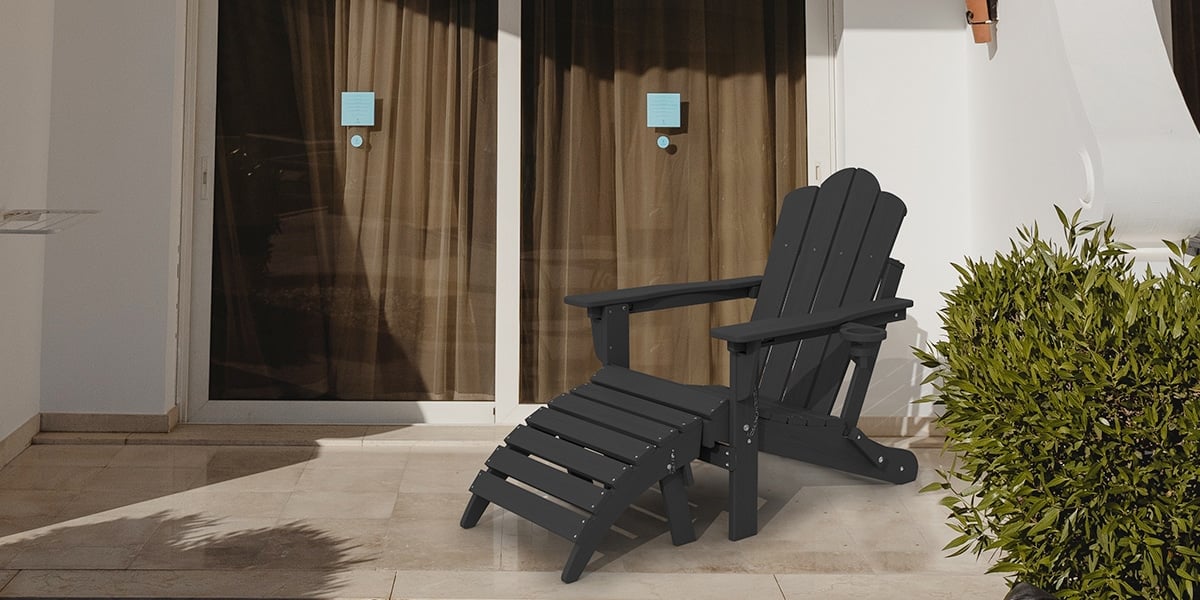 Black Footstool for Adirondack chair on the Porch
