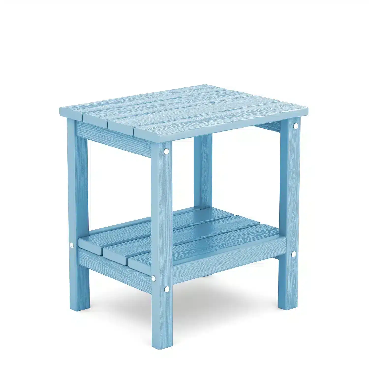HDPE Plastic Outdoor Two Tire Side Table in Light Blue