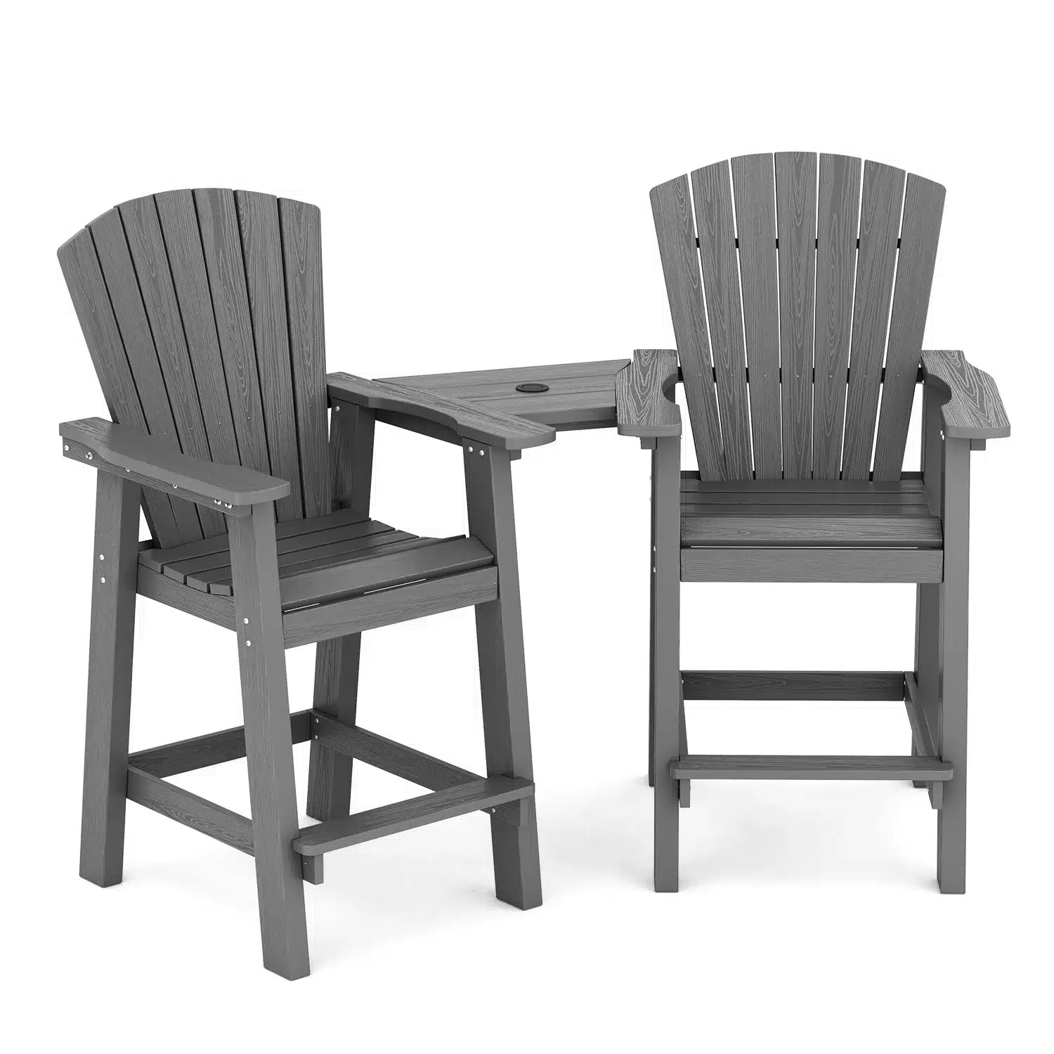 Serwall Dark Gray Bar Height Adirondack Chairs with Table