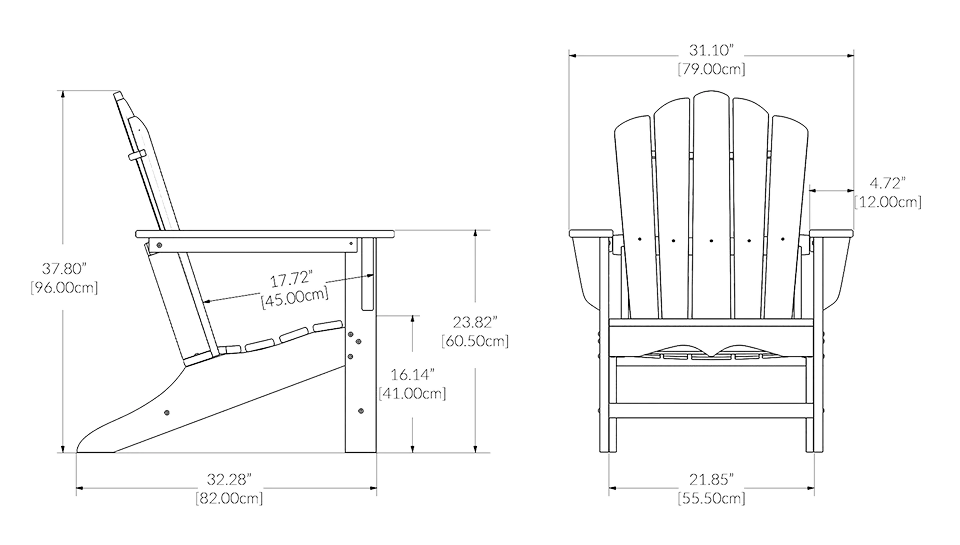 HDPE Adirondack Chair Dimension
