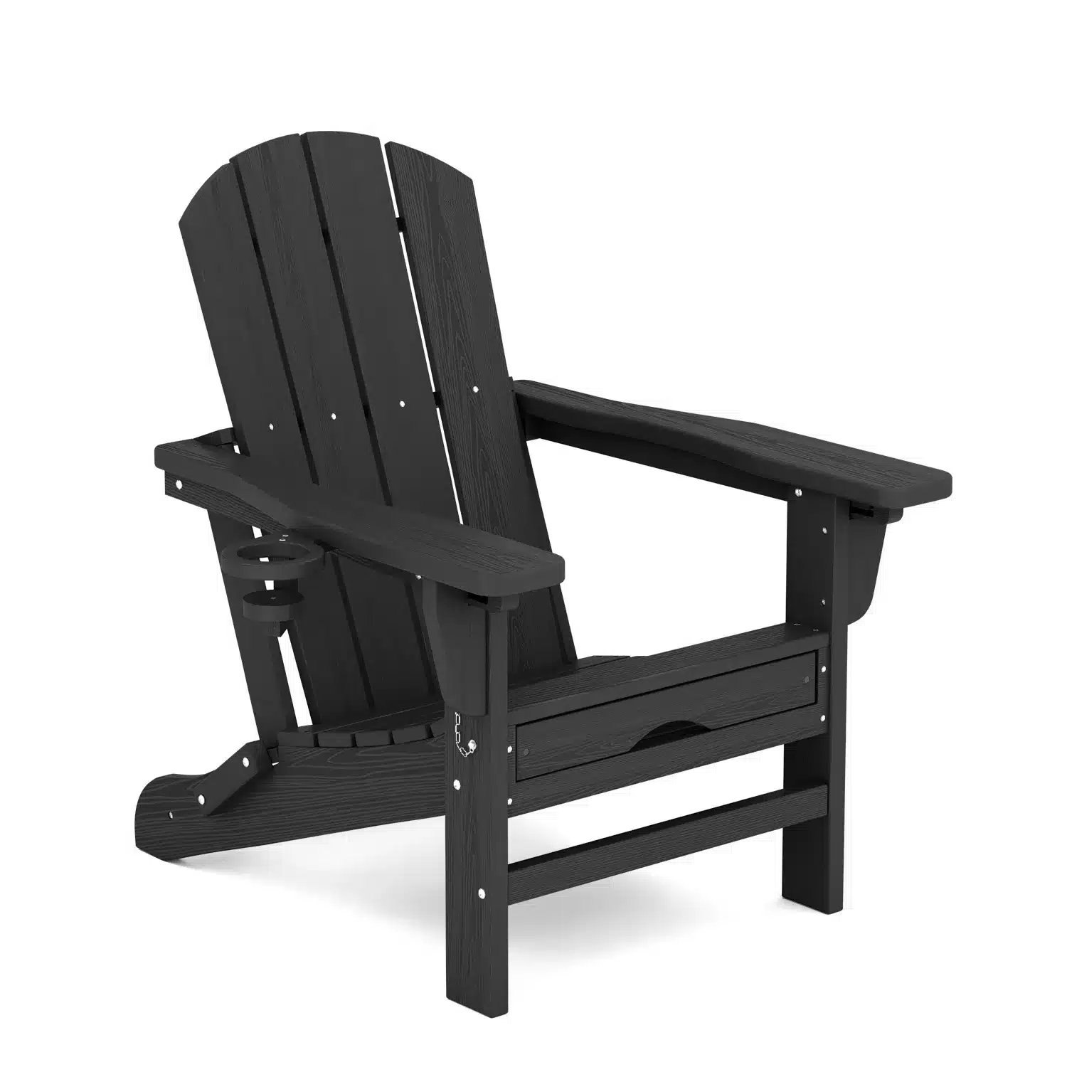 Reclining Folding Adirondack Chair with Ottoman - Black