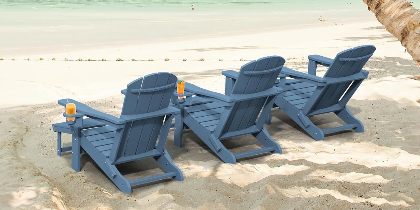 Adirondack Chair with Pull-out Ottoman on the Beach